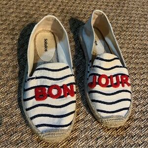 Soludos Bonjour navy and natural espadrille 
Size 6 1/2